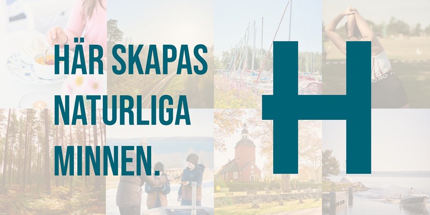 Kollage med bilder från Habo tillsammans med texten "Här skapas naturliga minnen".