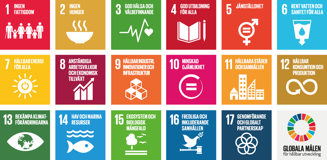 De 17 globala målen för hållbar utveckling i Agenda 2030